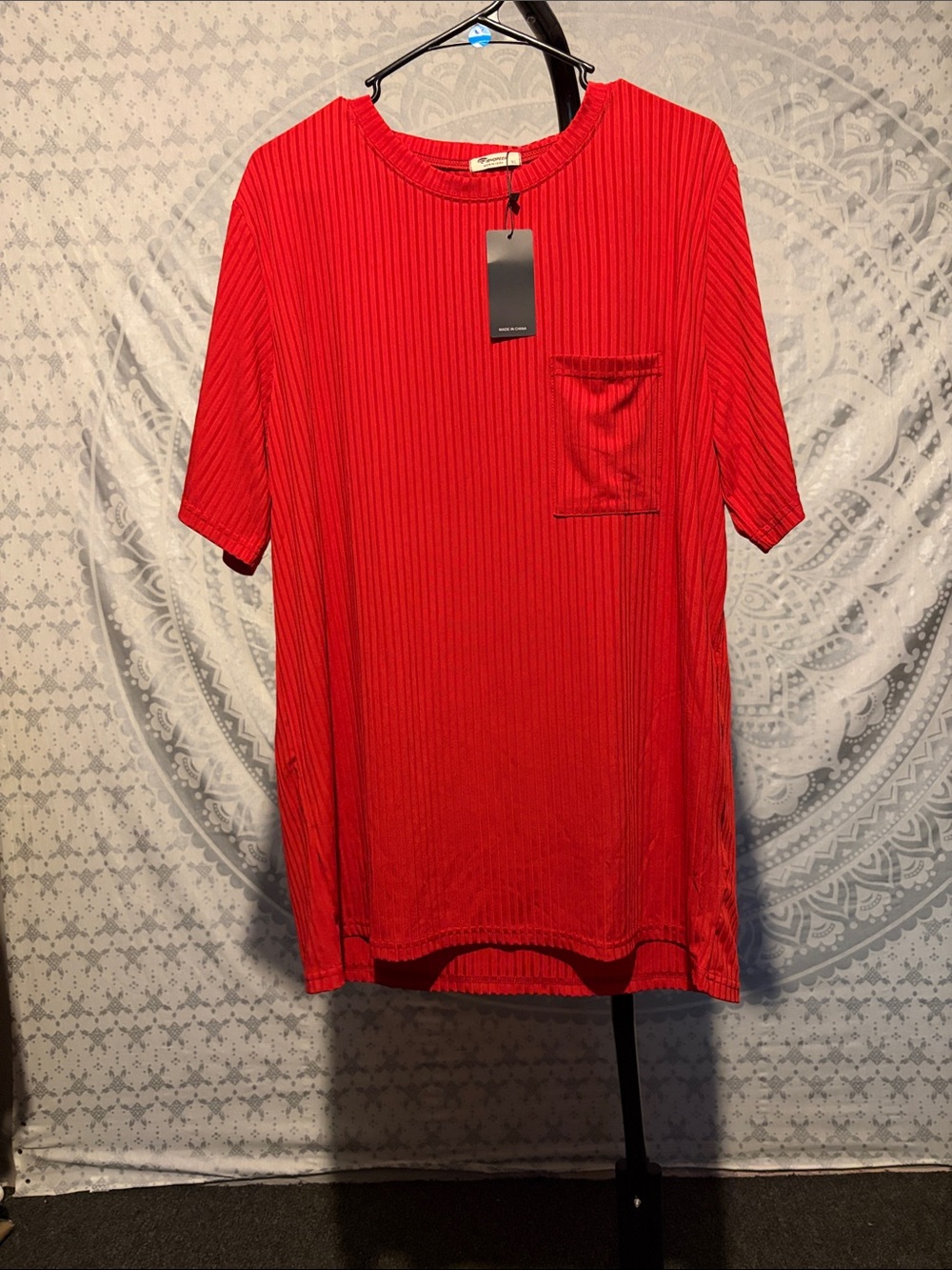 NWT Eishopeer Red Ribbed Knit Lounge Set Shorts & Short Sleeve Top XL